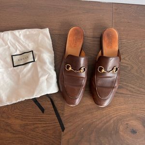 Gucci brown Princetown leather mules size 37